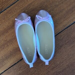 J. Crew Light Pink Metallic Girls' Ballet Flats with Bow K10